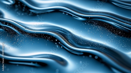 Blue liquid waves, abstract background, metallic texture,  industrial design
