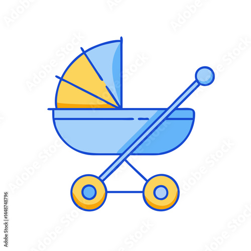 Baby stroller vector illustration pram carriage buggy newborn infant child transport motherhood parenting babyhood