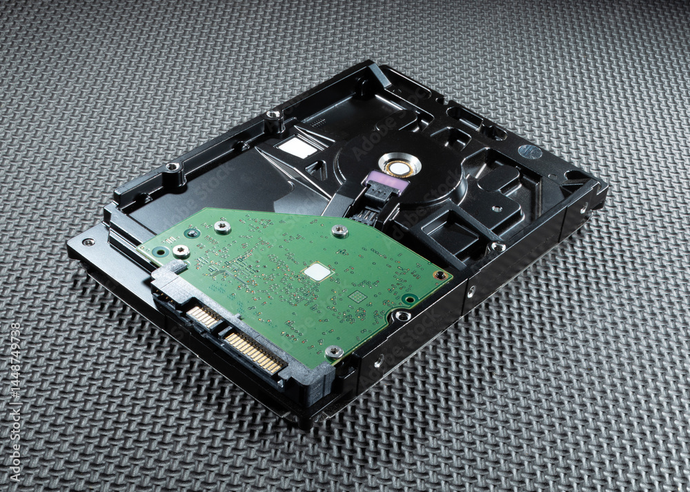Bottom side of a computer hard drive