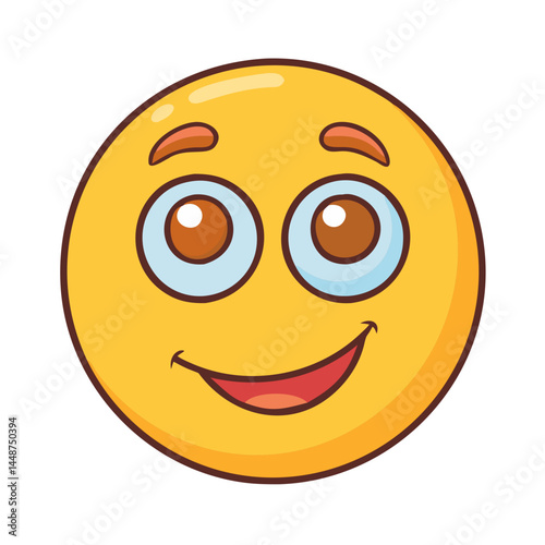 Cartoon yellow emoji face vector illustration for social media and expressing emotions online use