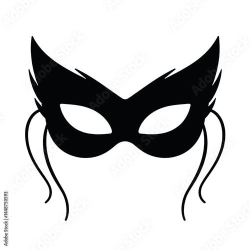 Black feathered masquerade mask silhouette