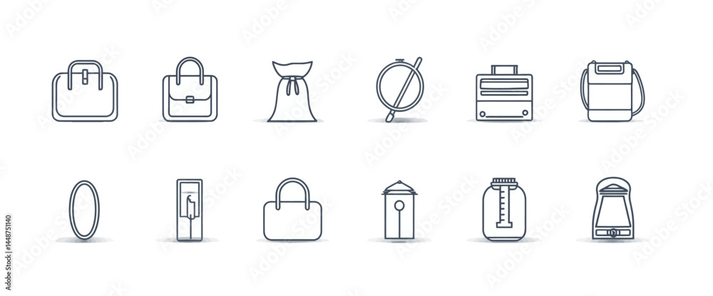 icon sheet, simple shapes, Bag icons icon sheet, simple shapes, Bag icons