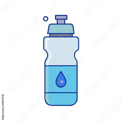 Illustration of blue reusable water bottle for sports and fitness hydration equipment vector