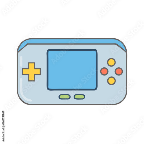Illustration of handheld game console device gaming portable entertainment gadget technology play fun game