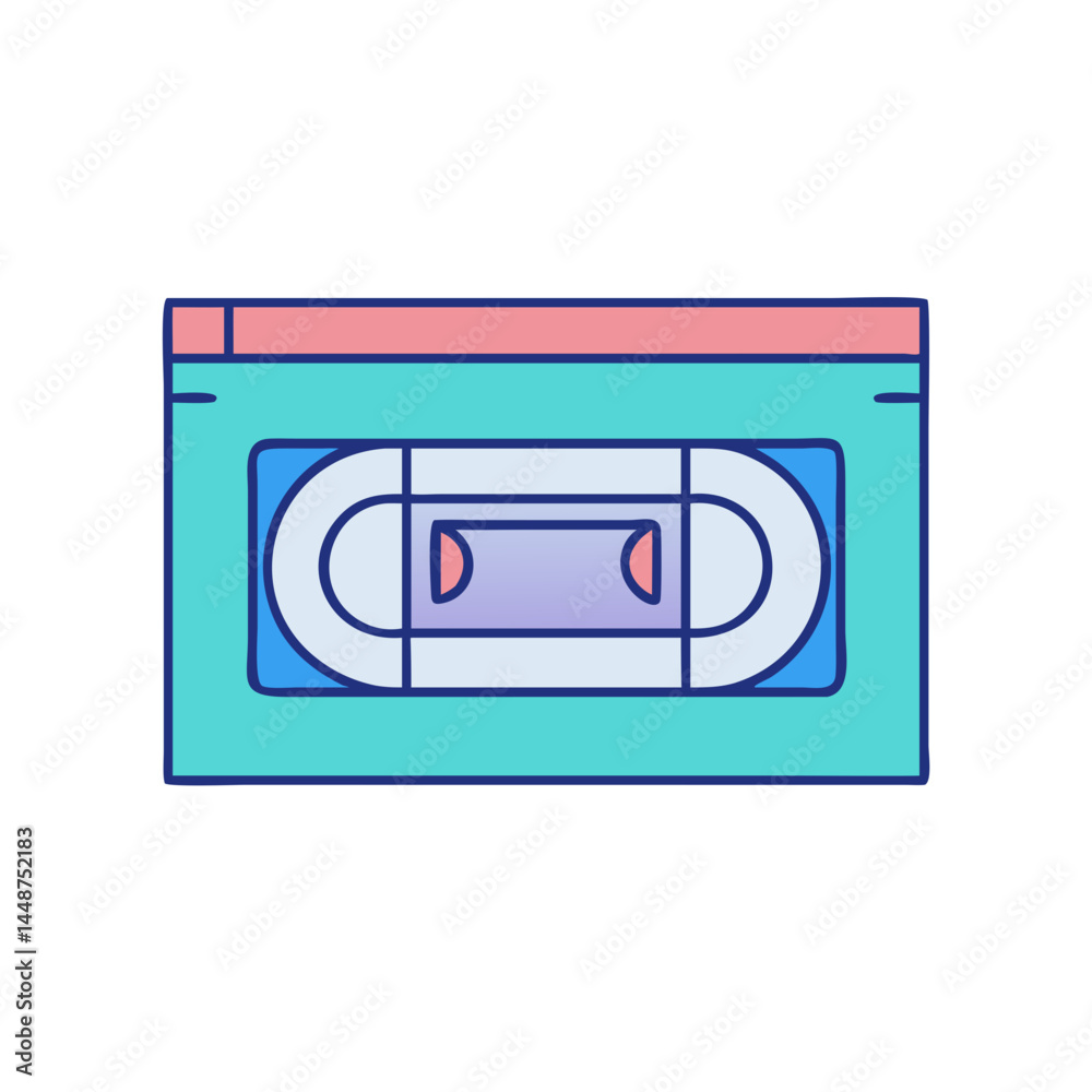 Obraz premium Retro vhs tape vector illustration for vintage media and entertainment technology design asset