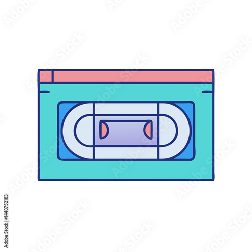Retro vhs tape vector illustration for vintage media and entertainment technology design asset