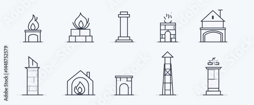 icon sheet, simple shapes, Chimney icons