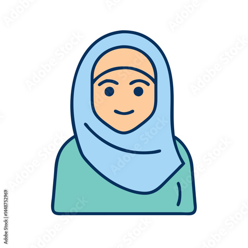 Muslim woman wearing hijab vector illustration islamic traditional clothing modest fashion icon design