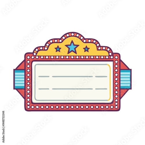 Vintage theater marquee sign vector illustration for cinema movie show advertisement design