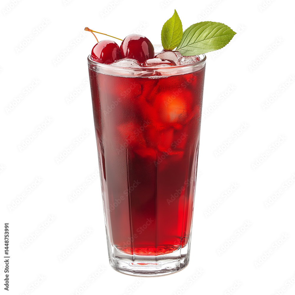 Sweet Cherry Juice in Glass Isolated on Clear Transparent Background Sweet Cherry Juice in Glass Isolated on Clear Transparent Background