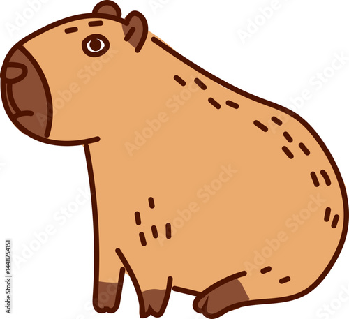 Hand-Drawn Capybara Cartoon Vector Featuring Cute and Relaxed Poses in Flat Style