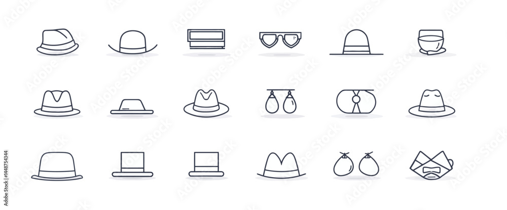 icon sheet, simple shapes, Hat icons icon sheet, simple shapes, Hat icons