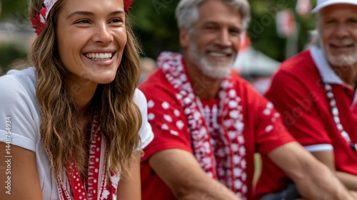 Capturing joy and friendship at a vibrant community celebration in the park on a sunny day