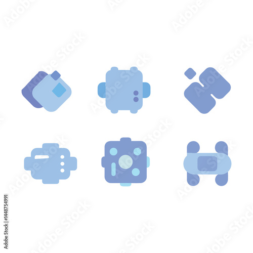 Futuristic Technology Vector Line Icons Set, Minimal Modern Sci-Fi UI Symbols