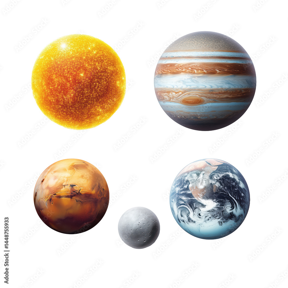 Solar System Planets: A Visual Representation of Our Cosmic Neighborhood , isolated on white background PNG Solar System Planets: A Visual Representation of Our Cosmic Neighborhood , isolated on white background PNG