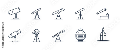 icon sheet, simple shapes, Telescope icons