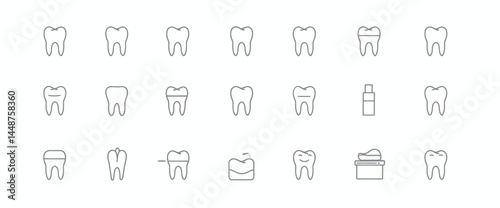icon sheet, simple shapes, Tooth icons