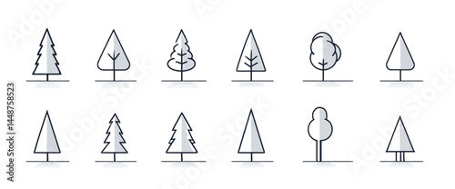icon sheet, simple shapes, Tree icons