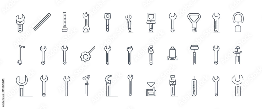 icon sheet, simple shapes, Wrench icons icon sheet, simple shapes, Wrench icons