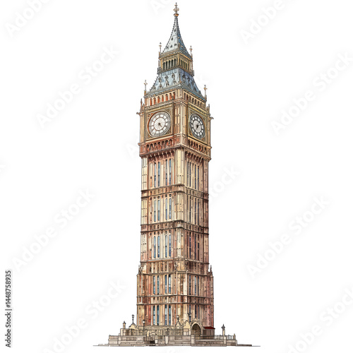 Magnificent Big Ben Tower: A Timeless Landmark of London , isolated on white background PNG