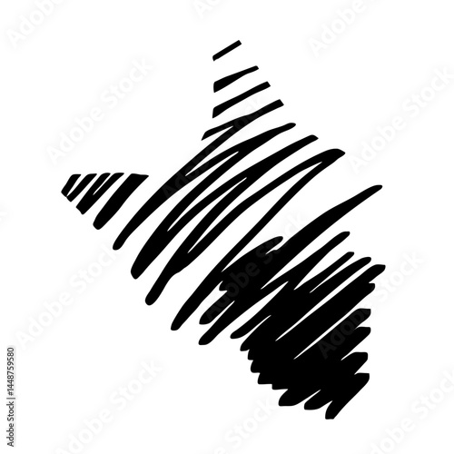 Cat's abstract portrait, abstract vector hand drawn illustration