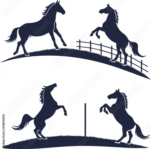 Horse silhouette set bundle vector