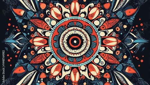 Aboriginal dot art vector banner, blending traditional patterns with modern design elements, perfect for cultural presentations or creative projects.
