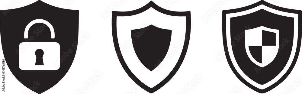 Cybersecurity Shield Icons with Lock Symbols – Secure Data Protection Graphics Cybersecurity Shield Icons with Lock Symbols – Secure Data Protection Graphics