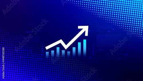Global business growth analysis and asset investment chart Business and Finance, Up arrow economic chart, global economic trend analysis, Financial graph analysis on virtual screen.