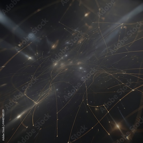 Abstract Network of Interconnected Lines and Glowing Points on Dark Background