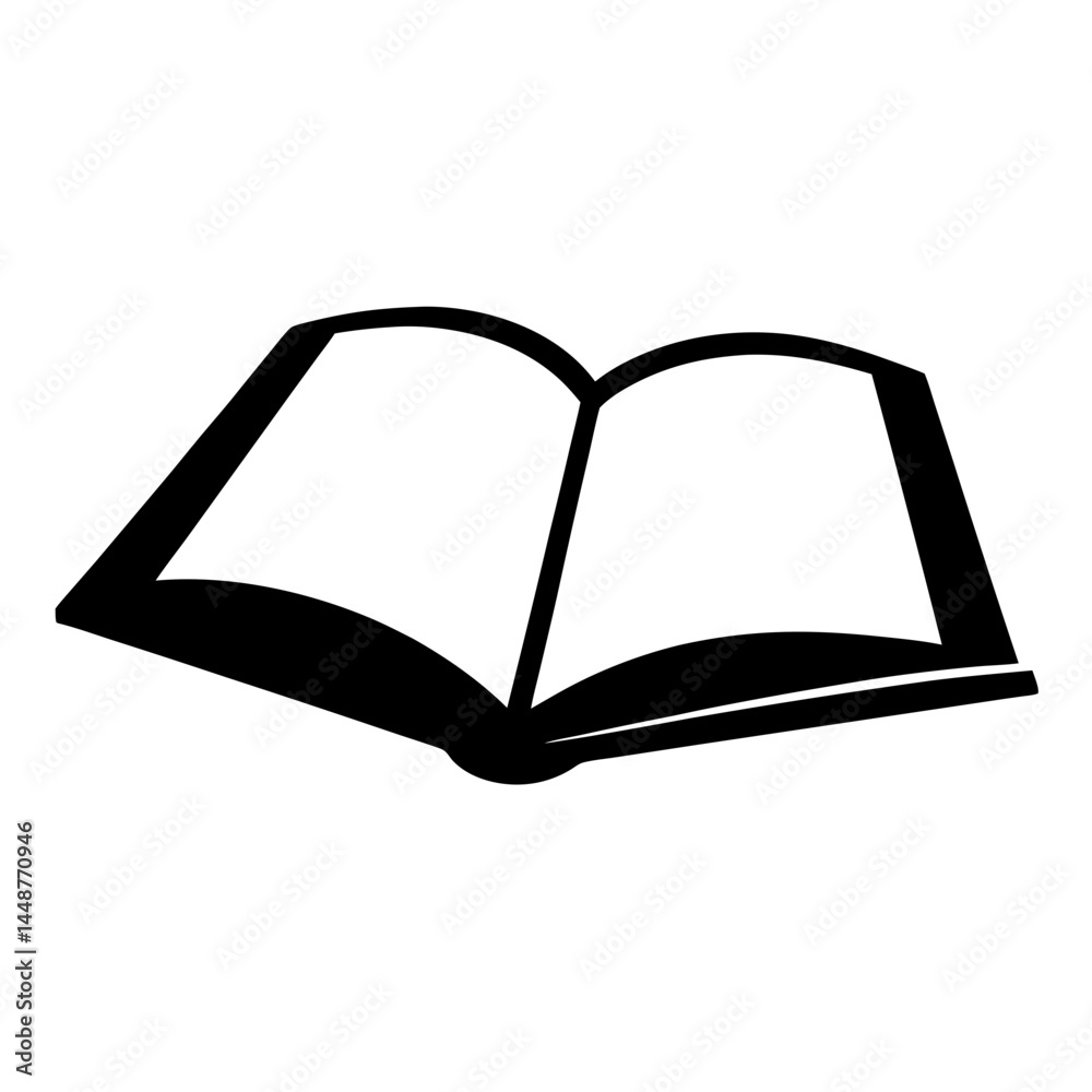 Simple black and white open book icon illustration for education or knowledge Simple black and white open book icon illustration for education or knowledge
