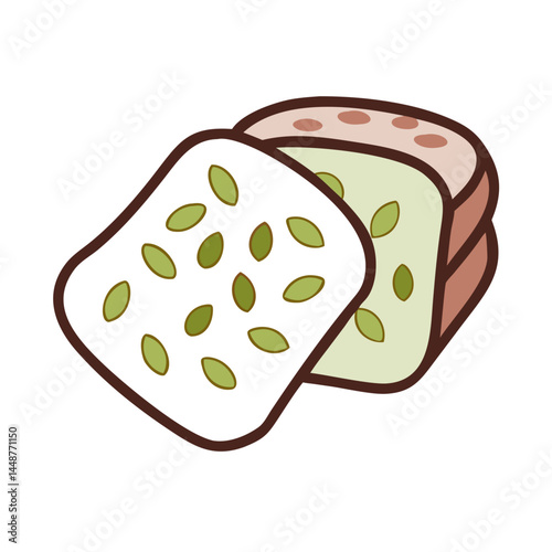 Whole Grain Bread Slices with Seeds in Minimalist Style  