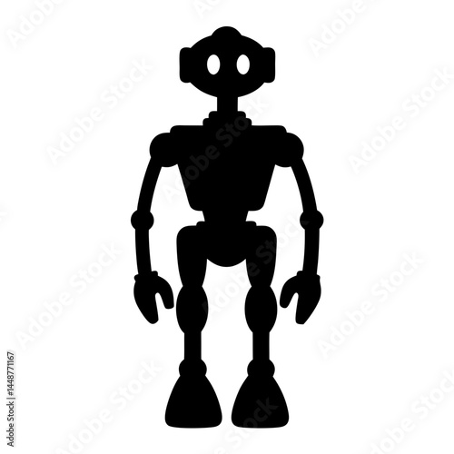 Silhouette of a retro styled robot standing straight with simplified features