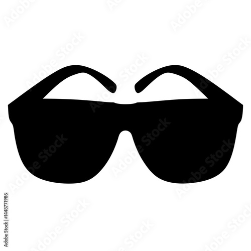 Simple black sunglasses silhouette on a white background providing eye protection