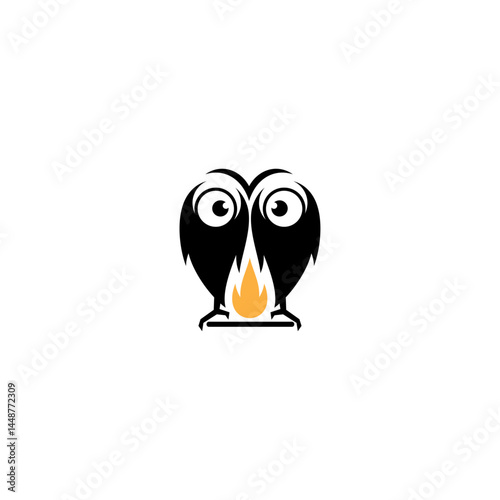 Owl and fire flame unique logo concept