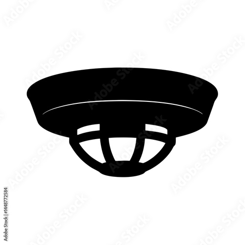 Black silhouette of a smoke detector designed for early fire warning system