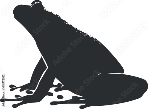 Silhouette of a frog sitting with detailed limbs and textured skin in natural pose