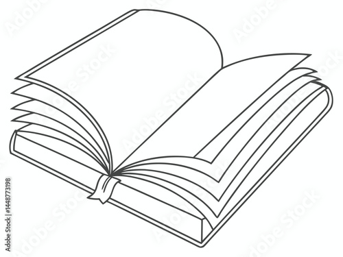 Open Book Line Drawing - Minimalist Literary Concept Illustration