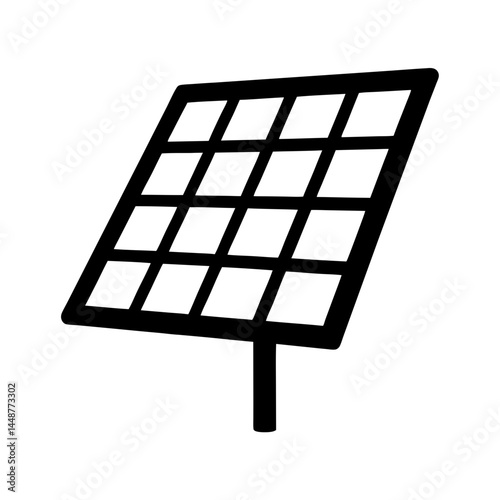 Simple Icon of a Solar Panel with a Stand in Black