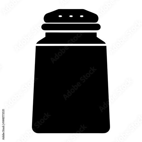 Salt shaker illustration in black silhouette for cooking condiment usage