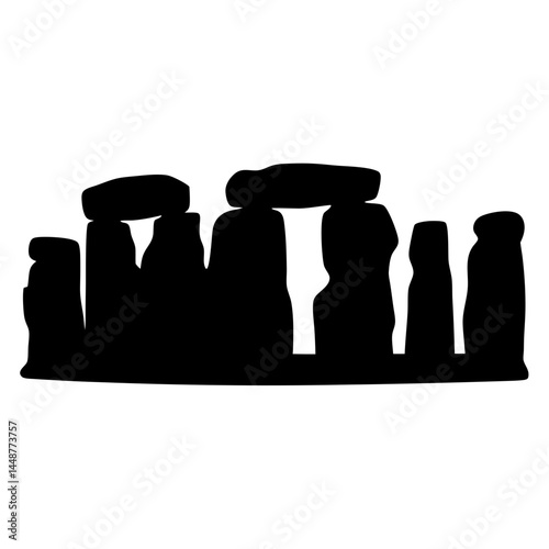 Stonehenge prehistoric monument silhouette featuring large standing stones and lintels on Salisbury Plain