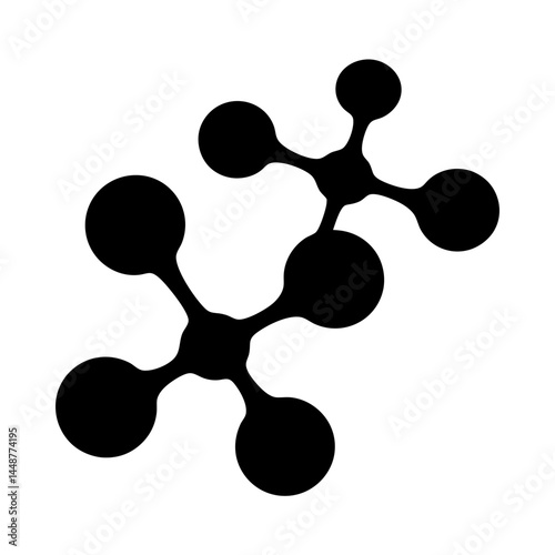 Two MoleculeLike Structures with Spherical Components and Central Connection Points in Black and White