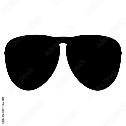 A sleek pair of Aviator style sunglasses silhouetted in solid black design