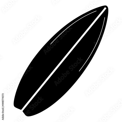 Black and white surfboard illustration ready for the ocean waves adventure