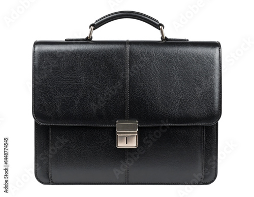 Obraz na płótnie black leather briefcase isolated on white w salonie