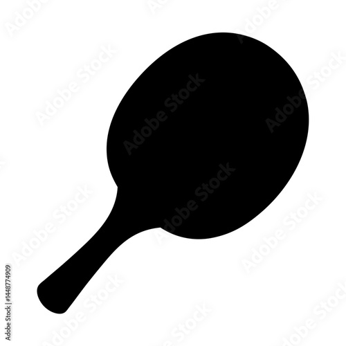 A black and white minimalist image of a silhouette of a ping pong paddle