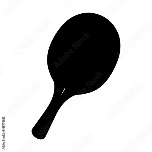 A Solid Black Silhouette of a Table Tennis or Ping Pong Paddle