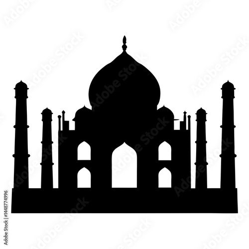 Silhouette of the Taj Mahal a symbol of India's Mughal architecture