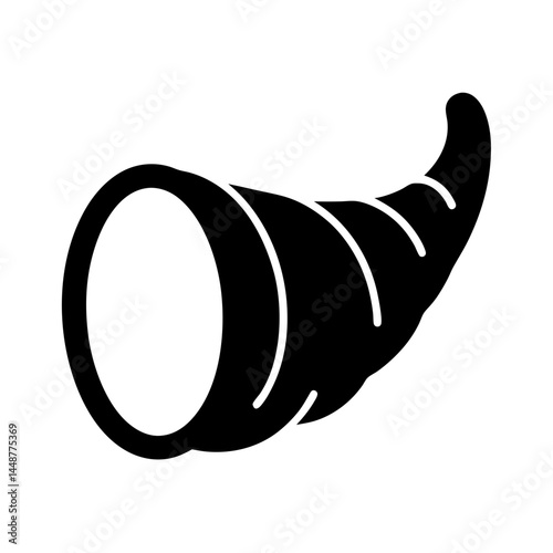 Thanksgiving cornucopia black and white clip art icon for celebration, design