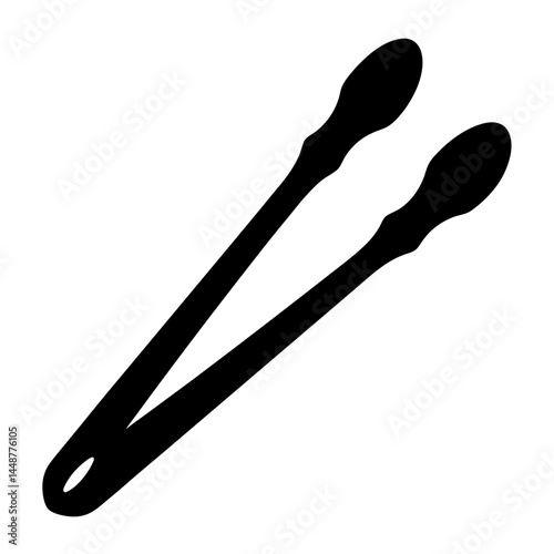 Silhouette of kitchen tongs for cooking and serving food isolated on white